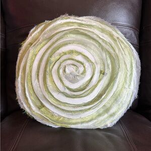 Green and White Swirl Decorative Pillow